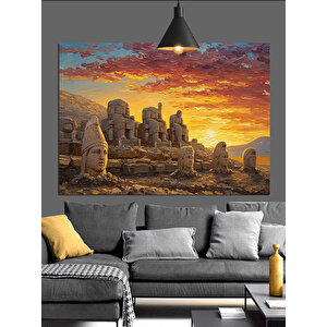 Gün Batımında Nemrut Dağı Dekoratif Kanvas - Mdf Ahşap Tablo 35x50 cm