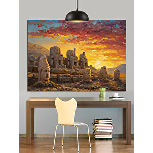 Gün Batımında Nemrut Dağı Dekoratif Kanvas - Mdf Ahşap Tablo 35x50 cm