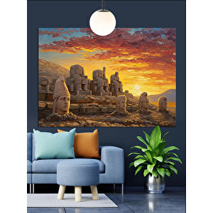 Gün Batımında Nemrut Dağı Dekoratif Kanvas - Mdf Ahşap Tablo