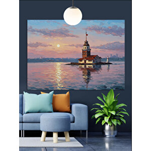 Gün Batımında Kız Kulesi Dekoratif Kanvas - Mdf Ahşap Tablo
