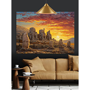 Gün Batımında Nemrut Dağı Dekoratif Kanvas - Mdf Ahşap Tablo