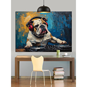 Kulaklıklı Dj Köpek Dekoratif Kanvas - Mdf Ahşap Tablo