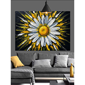 Sarı Beyaz Papatya Çiçeği Dekoratif Kanvas - Mdf Ahşap Tablo