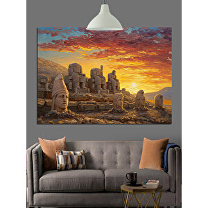 Gün Batımında Nemrut Dağı Dekoratif Kanvas - Mdf Ahşap Tablo 70x100 cm