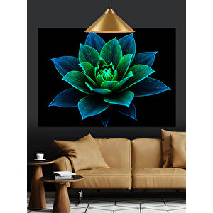 Yeşil Lotus Çiçeği Dekoratif Kanvas - Mdf Ahşap Tablo 50x70 cm
