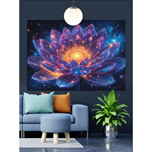 Galaksi Lotus Çiçeği Dekoratif Kanvas - Mdf Ahşap Tablo 70x100 cm