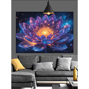 Galaksi Lotus Çiçeği Dekoratif Kanvas - Mdf Ahşap Tablo 70x100 cm