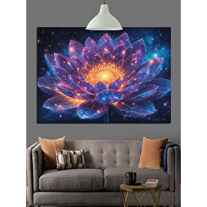 Galaksi Lotus Çiçeği Dekoratif Kanvas - Mdf Ahşap Tablo