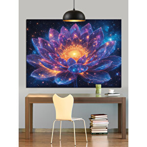 Galaksi Lotus Çiçeği Dekoratif Kanvas - Mdf Ahşap Tablo