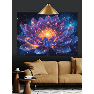Galaksi Lotus Çiçeği Dekoratif Kanvas - Mdf Ahşap Tablo 70x100 cm