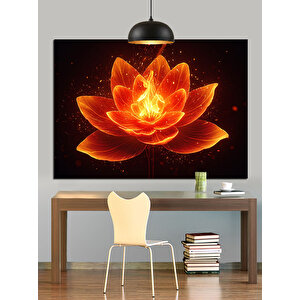 Parlayan Turuncu Lotus Çiçeği Dekoratif Kanvas - Mdf Ahşap Tablo 70x100 cm