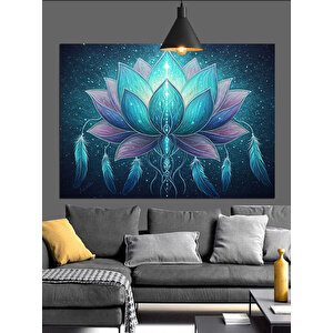 Parlayan Işıklarla Lotus Çiçeği Dekoratif Kanvas - Mdf Ahşap Tablo