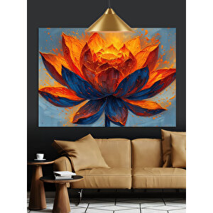 Turuncu Yapraklı Lotus Çiçeği Dekoratif Kanvas - Mdf Ahşap Tablo