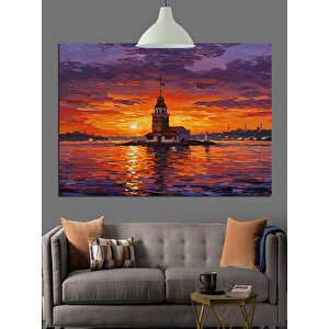 Gün Batımında Kız Kulesi Dekoratif Kanvas - Mdf Ahşap Tablo 70x100 cm
