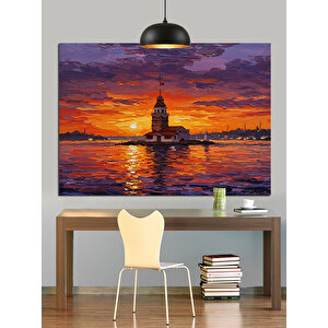 Gün Batımında Kız Kulesi Dekoratif Kanvas - Mdf Ahşap Tablo 70x100 cm