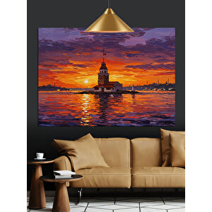 Gün Batımında Kız Kulesi Dekoratif Kanvas - Mdf Ahşap Tablo