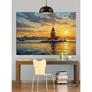 Gün Batımında Kız Kulesi Dekoratif Kanvas - Mdf Ahşap Tablo