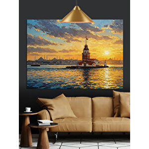 Gün Batımında Kız Kulesi Dekoratif Kanvas - Mdf Ahşap Tablo 35x50 cm