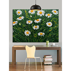 Yeşil Tarlada Papatyalar Dekoratif Kanvas - Mdf Ahşap Tablo 70x100 cm