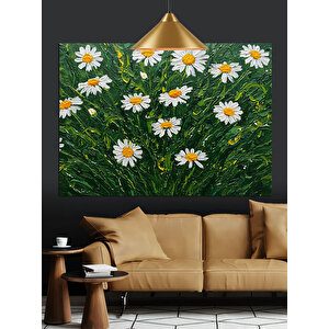 Yeşil Tarlada Papatyalar Dekoratif Kanvas - Mdf Ahşap Tablo