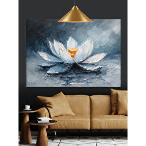 Beyaz Lotus Çiçeği Dekoratif Kanvas - Mdf Ahşap Tablo