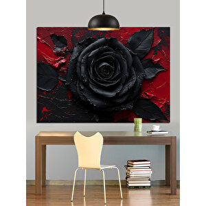 Koyu Kırmızı Gül Dekoratif Kanvas - Mdf Ahşap Tablo