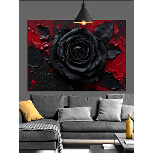 Koyu Kırmızı Gül Dekoratif Kanvas - Mdf Ahşap Tablo 35x50 cm