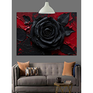 Koyu Kırmızı Gül Dekoratif Kanvas - Mdf Ahşap Tablo 35x50 cm