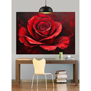 Kırmızı Gül Tablo Dekoratif Kanvas - Mdf Ahşap Tablo
