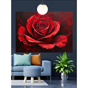 Kırmızı Gül Tablo Dekoratif Kanvas - Mdf Ahşap Tablo