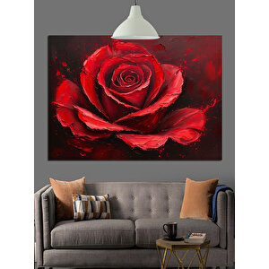 Kırmızı Gül Tablo Dekoratif Kanvas - Mdf Ahşap Tablo 70x100 cm