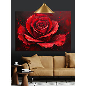 Kırmızı Gül Tablo Dekoratif Kanvas - Mdf Ahşap Tablo 70x100 cm