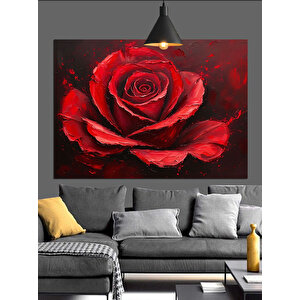 Kırmızı Gül Tablo Dekoratif Kanvas - Mdf Ahşap Tablo 70x100 cm