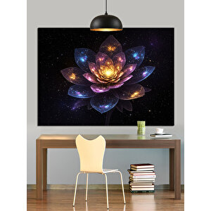 Uzayda Parlayan Lotus Çiçeği Dekoratif Kanvas - Mdf Ahşap Tablo 35x50 cm
