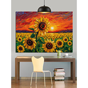 Sarı Papatya Ve Ayçiçekleri Dekoratif Kanvas - Mdf Ahşap Tablo 70x100 cm