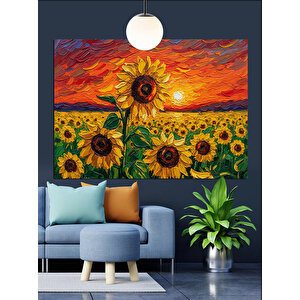Sarı Papatya Ve Ayçiçekleri Dekoratif Kanvas - Mdf Ahşap Tablo 70x100 cm