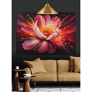 Renk Patlamalı Lotus Çiçeği Dekoratif Kanvas - Mdf Ahşap Tablo 35x50 cm