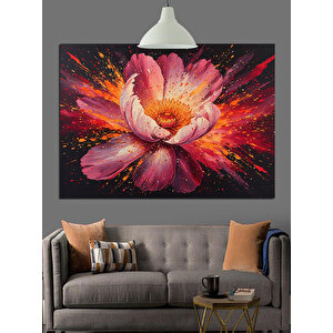 Renk Patlamalı Lotus Çiçeği Dekoratif Kanvas - Mdf Ahşap Tablo