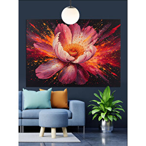 Renk Patlamalı Lotus Çiçeği Dekoratif Kanvas - Mdf Ahşap Tablo 70x100 cm