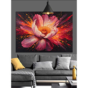 Renk Patlamalı Lotus Çiçeği Dekoratif Kanvas - Mdf Ahşap Tablo 70x100 cm