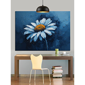 Koyu Zeminde Beyaz Papatya Dekoratif Kanvas - Mdf Ahşap Tablo