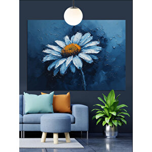 Koyu Zeminde Beyaz Papatya Dekoratif Kanvas - Mdf Ahşap Tablo