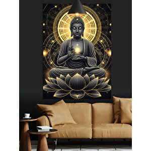 Lotus Üzerinde Meditasyon Dekoratif Kanvas - Mdf Ahşap Tablo