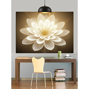 Altın Lotus Işık Dekoratif Kanvas - Mdf Ahşap Tablo 50x70 cm