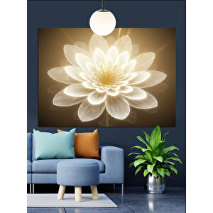 Altın Lotus Işık Dekoratif Kanvas - Mdf Ahşap Tablo 50x70 cm