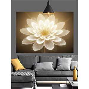 Altın Lotus Işık Dekoratif Kanvas - Mdf Ahşap Tablo