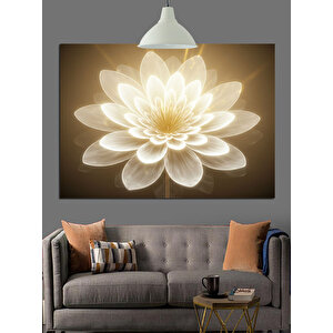 Altın Lotus Işık Dekoratif Kanvas - Mdf Ahşap Tablo