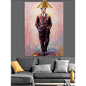 Renkli Fırça Darbeli Mustafa Kemal Atatürk Dekoratif Kanvas - Mdf Ahşap Tablo 25x35 cm