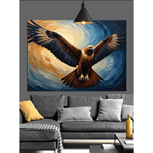Dönerek Yükselen Kartal Dekoratif Kanvas - Mdf Ahşap Tablo 70x100 cm