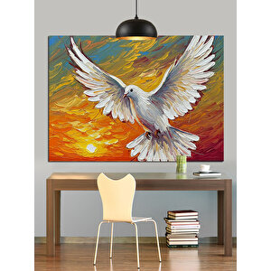 Beyaz Barış Güvercin Dekoratif Kanvas - Mdf Ahşap Tablo